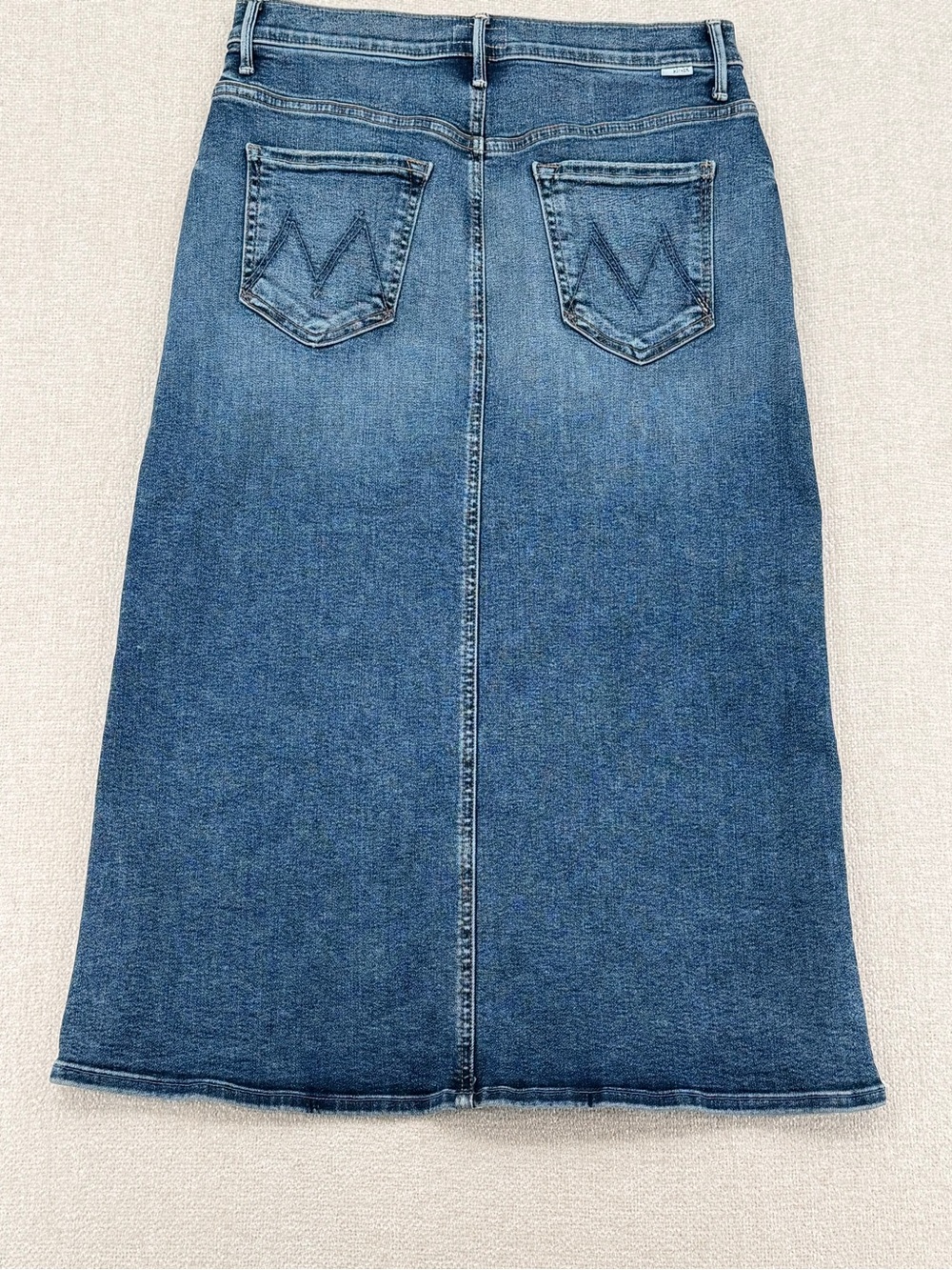 MOTHER The Swooner Straight A Midi Skirt denim Jean full Circle wash Sz 28